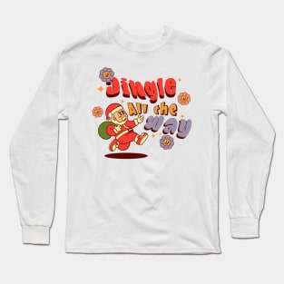 retro santa cartoon with  typography Long Sleeve T-Shirt